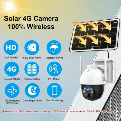 Wireless Outdoor 4G Solar Powered Camera 7W Solar Panels 3MP Ptz Security Camera