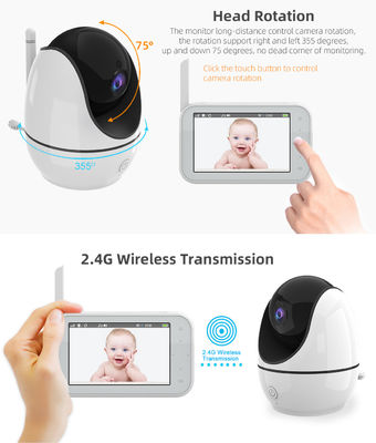 PTZ Digital Wireless Baby Monitor Long Range 4.5 Inch Screen Touch Button