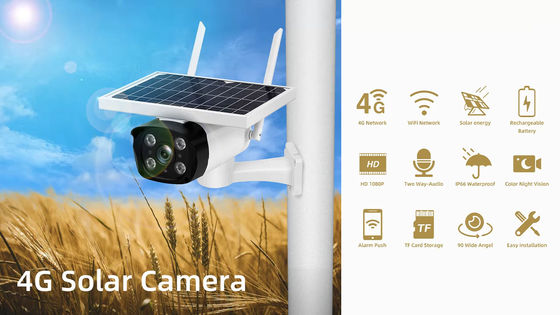 HD 1080p IP65 Wireless Home Surveillance Systems Bullet Solar Powered Wifi Camera